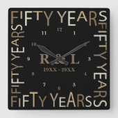 Horloge Carrée Cadeau du 50e anniversaire du Mariage d'or (Recto)