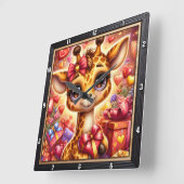 Horloge Carrée Cadeau du cœur de girafeau (Angle)