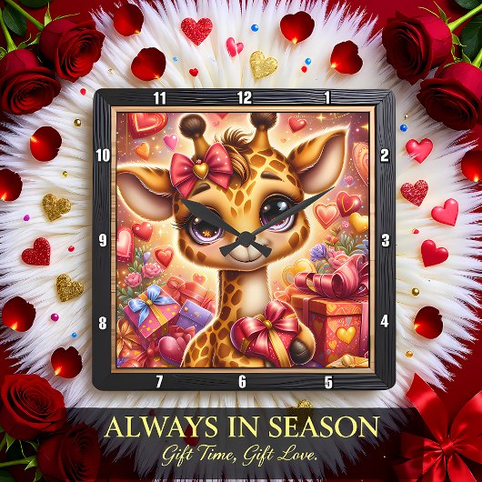 Horloge Carrée Cadeau du cœur de girafeau