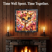 Horloge Carrée Cadeau du cœur de girafeau