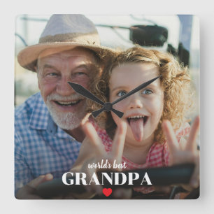 Horloge Carrée Cadeau Photo du Meilleur Papi au Monde pour Grand-