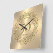 Horloge Carrée Cadeau pour 50e anniversaire de mariage (Angle)