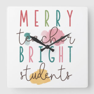 Horloge Carrée Cadeau pour Enseignant Joyeux Enseignant Élèves