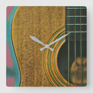 Horloge Carrée Cadeau pour musicien guitariste
