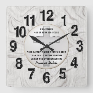 Horloge Carrée Cadeaux chrétiens personnalisés d'encouragement po
