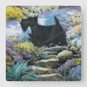 Horloge Carrée Cadeaux d'art écossais Terrier