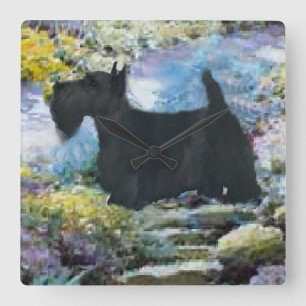 Horloge Carrée Cadeaux d'art écossais Terrier