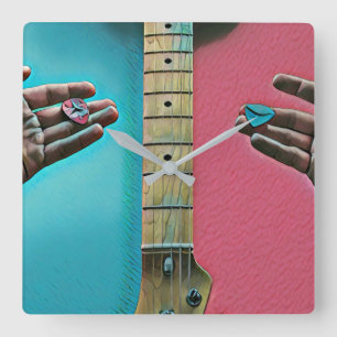 Horloge Carrée Cadeaux de basse guitariste