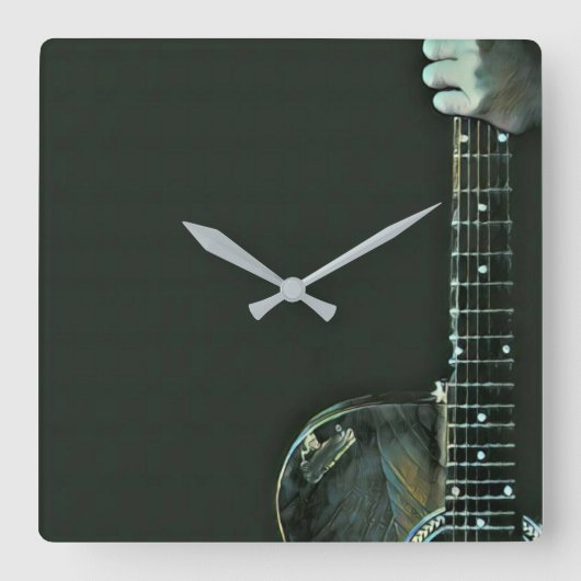 Horloge Carrée Cadeaux de basse guitariste (Recto)