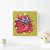 Horloge Carrée Cadeaux de fraises (Maison)