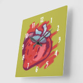 Horloge Carrée Cadeaux de fraises (Angle)