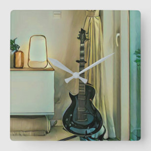 Horloge Carrée Cadeaux de guitare pour papa