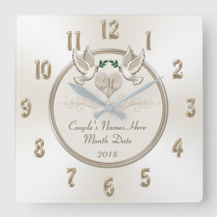 Horloge Carrée Cadeaux de mariage personnalisés blancs Mariage Ho