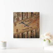 Horloge Carrée Cadeaux de mariage rustique personnalisés, fausse (Maison)