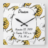 Horloge Carrée Cadeaux d'éléphant de cirque (Recto)