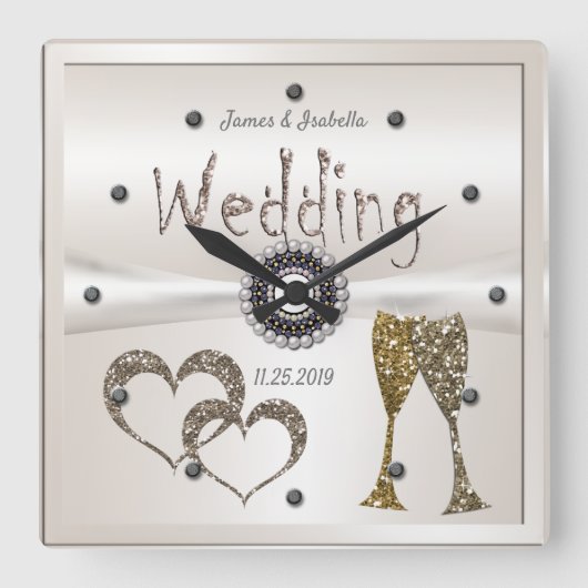 Horloge Carrée Cadeaux pour l'anniversaire du mariage pour les co (Recto)