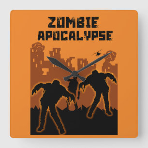 Horloge Carrée Cadeaux Zombie Apocalypse