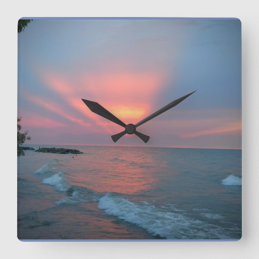 Horloge Carrée Cadran de coucher de soleil magnifique (Recto)