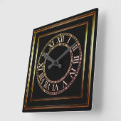 Horloge Carrée Cadran en cuivre simple cadran noir cadran 2 (Angle)