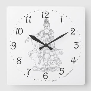 Horloge Carrée Cadran mural carré Guan Yin