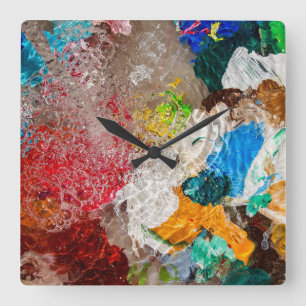 Horloge Carrée Cadran mural de la palette de l'artiste
