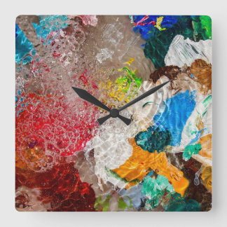Horloge Carrée Cadran mural de la palette de l'artiste