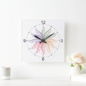 Horloge Carrée Cadran - Plumes colorées (Maison)