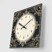 Horloge Carrée Cadre Art Déco Gold et Black Carré (Angle)