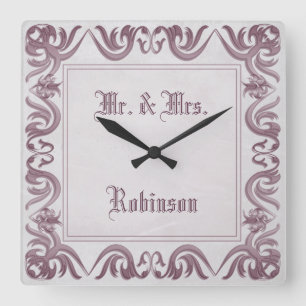 Horloge Carrée Cadre baroque de grunge de style. texte