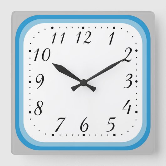 Horloge Carrée Cadre bleu simple à deux couleurs (Recto)