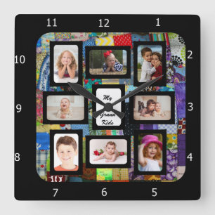 HORLOGE CARRÉE CADRE DE PHOTOS QUILT: AJOUTER DES PHOTOS