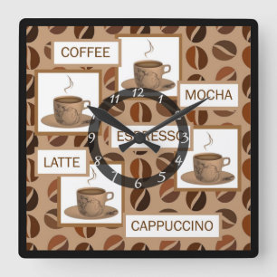 Horloge Carrée Café