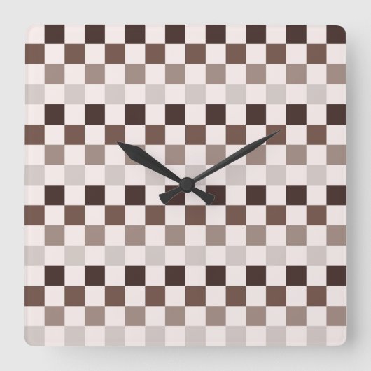 Horloge Carrée Cafe Au Lait checkerboard pattern (Recto)