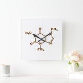 Horloge Carrée Café caféine Formule chimique moléculaire (Maison)