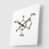 Horloge Carrée Café caféine Formule chimique moléculaire (Angle)