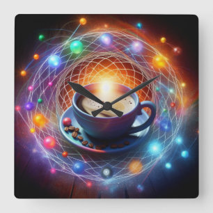 Horloge Carrée Café et Cosmos : une synergie de l'énergie
