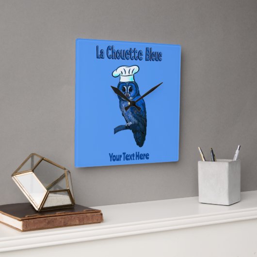 Horloge Carrée Café La Chouette Bleue (Bureau)