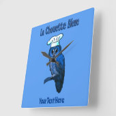 Horloge Carrée Café La Chouette Bleue (Angle)