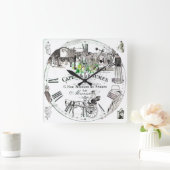 Horloge Carrée "Cafe Legumes" (Maison)