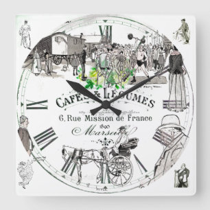 Horloge Carrée "Cafe Legumes"