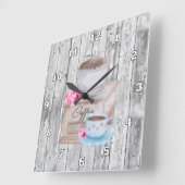 Horloge Carrée Café mignon de pays (Angle)