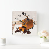 Horloge Carrée café mill witee coffee beans (Maison)