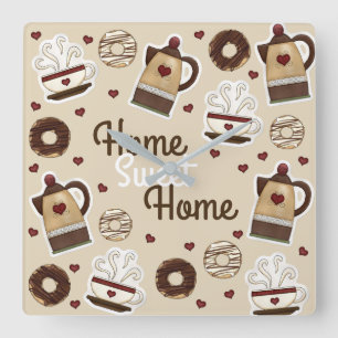 Horloge Carrée Café Pot et Coupe