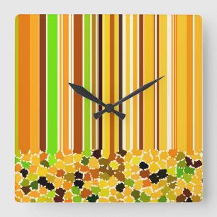 Horloge Carrée Café vert Brown orange Red Yellow