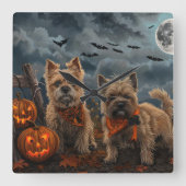 Horloge Carrée Cairn Terrier Halloween Éffrayant (Recto)