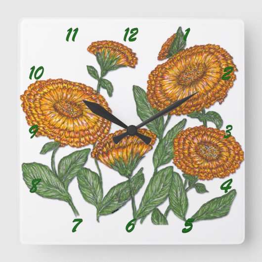 Horloge Carrée Calendula (Recto)