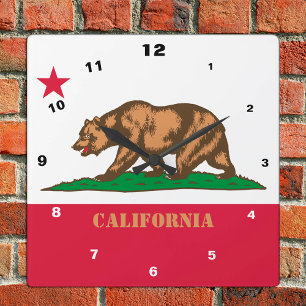 Horloge Carrée California Flag & California fashion /design aux É
