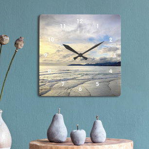 Horloge Carrée Californie Pismo Beach Dramatique nuage coucher de