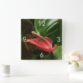 Horloge Carrée Calla Rose Lily Élégant Floral (Maison)