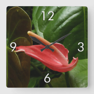 Horloge Carrée Calla Rose Lily Élégant Floral